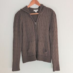St Johns Bay Cable Knit Zip Up Sweater